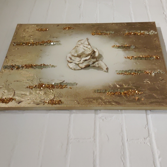 Original Polymer Clay Flower Gold Painting - Picture 5 of 6